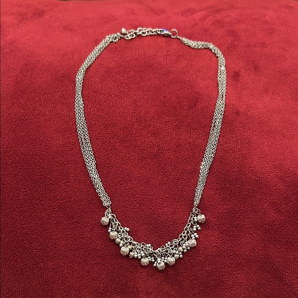 Elegant Silver Necklace with Beaded Accents